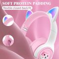 AKZ-07 Cross-Border New Arrival Cartoon Cute Headset Bluetooth Headset RGB Glowing Cat Ears Extra Bass Headphones. 