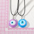 Turkish Lucky Nazar Amulet Wax Rope Necklace Men 3cm Round Oval Purple Pink Blue Acrylic Evil Eyes Pendant Necklace for Women. 