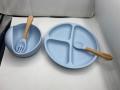 4pcs/set, 100% Silicone Baby Feeding Set 4 in 1, Silicone Divided Suction Plate, Led Weaning Set, Plates And Utensils Set, Tableware, Plate And Spoon, Christmas, Halloween And Thanksgiving Gifts - BPA Free. 