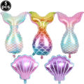 5pcs Mermaid Ballon Mermaid Tail Shell Foil Balloon Mermaid Rubber Ring Slap Bracelet keychain Under The Sea Mermaid Party Favor. 