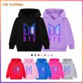 New Style BTS Printed Kids Hoodie Unisex Loose Cotton Tops Boys Girls Korean Fashion Long Sleeve Sweatshirt. 