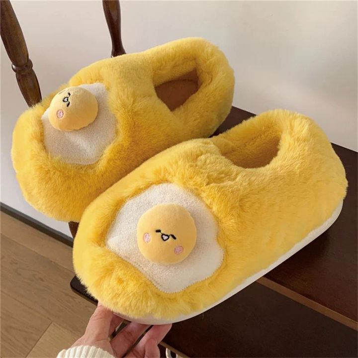 Kawaii Sanrio Gudetama Cotton Plush Cartoon Slippers Half or All Inclusive Indoor Anti Slip and Warm Girls Slipper In The Winter