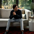 FITTED Black Raglan Sweater For Men. 