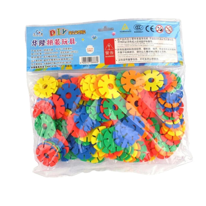 Pack Of 72 Pcs Snowflake Building Blocks Toy Baby Children Educational Toy DIY Assembling Bricks Kids