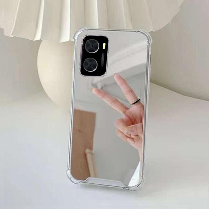 Back Cover for Oppo A76 Luxury Silver Mirror Stylish Plating Fancy Soft Casing Silicone Phone Case Shiny Bling Pouch for Girls and Boys - Silver