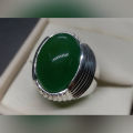 Yemeni Natural Sabz Aqeeq Mens Ring Sterling Silver 925 Green Agate Ring Handmade Green Carnelian Ring Chandi Ring Sabaz Akik Ring Hakik Ring Aqiq Ring. 