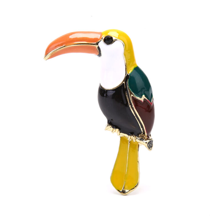 Fion Enamel Colorful Toucan Bird Shape Animal Brooch Pin Jewelry Bag Decor