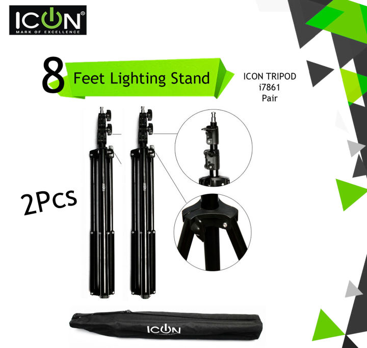 2PCS - ICON 8 Feet Lighting Stand I7861 Heavy Duty For Professional Use Strobes Ad600
