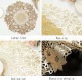 2Pcs / 4Pcs PVC Placemat | Golden Color |Foldable Pads Heat Insulation Solid Color Coaster Cup Hollow Eco-Friendly Placemat Table Mat Kitchen - QS Bedding. 