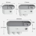 Dustproof with Super Sticky Suction Pad Wall Mounted Toothbrush Holder and Automatic Toothpaste Dispenser. 