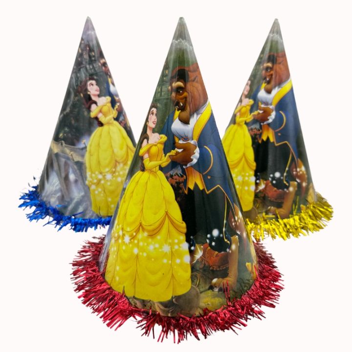 BEAUTY AND THE BEAST THEME BIRTHDAY PARTY CAPS - PACK OF 10 PARTY CAPS - BEAUTY AND THE BEAST BIRTHDAY CAPS