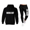 Work Out Printed Winter 2 Piece Set Fleece Stuff Hoodies & Trouser Casual Pullover Top Quality For Men. 