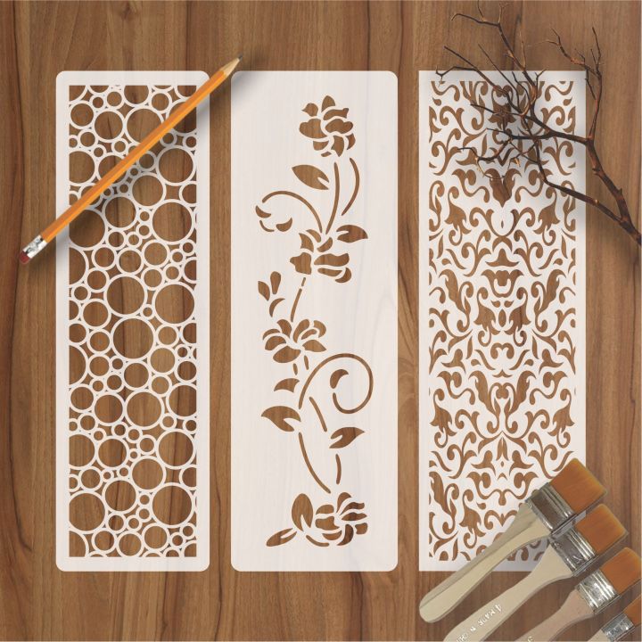 Pack of 3 border stencil for wall decoration, Furniture , Canvas DIY Home decoration by imart Stencils