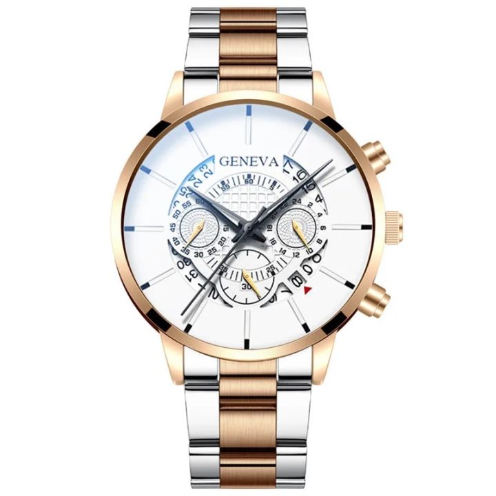 【Good-Love Store】Blue Ray Quartz Clock Geneva Mens Watches Male Clock Top Watch For Men Stainless Steel Watch Reloj Hombre New