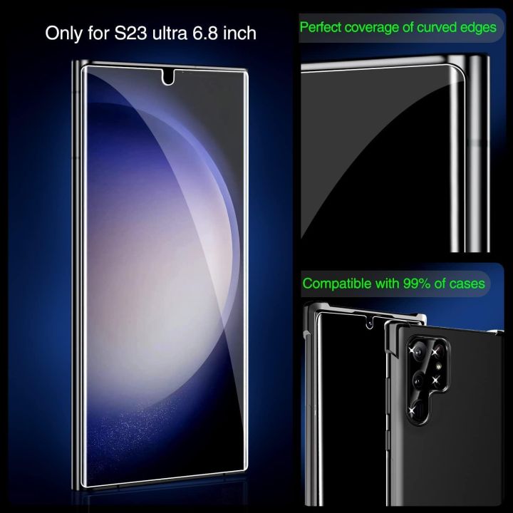 IMBZBK [4+4 Pack] UV for samsung galaxy S23 Ultra Screen Protector Tempered Glass Accessories 4 Pack UV Glass with 4 Pack camera lens Protector samsung S23 Ultra Case Friendly Fingerprint suitable