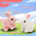 Interactive Plush Walking Rabbit Toy with Sounds & Lights for Kids - Unisex, Battery Operated Educational Pet Gift. 