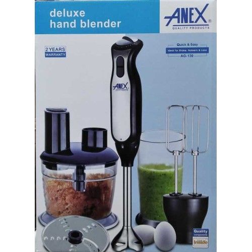 Anex AG-130 Deluxe Hand Blender - Black & Silver with 2 Years Brand Warranty