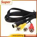 【inn】New Professional Black 1.8 m 3 RCA 9 pin Audio Video AV Cable for Sega Genesis 2 or 3. 