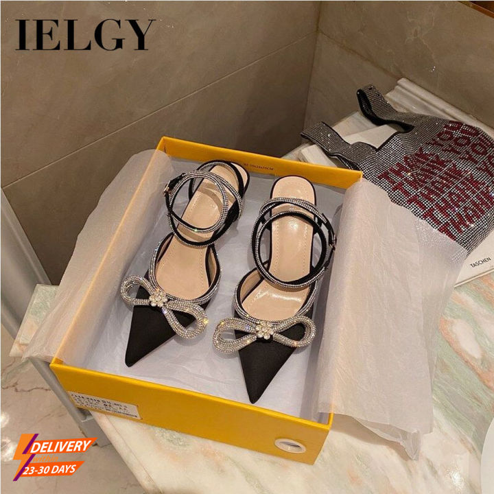 IELGY Rhinestone Bowknot Stiletto Pointed High Heels For Women