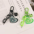 Fashion Creative Love Shaped Bell Car Keychain For Women Girls Cute Acrylic Chain Accessories Couples Bags Pendant Accessories. 