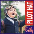 CHILD VINTAGE AVIATOR BABY PILOT HAT WITH EARFLAPS AND LEATHER ZORRO GLASSESS CAP FOR KIDS IN POUCH PACK POWERED BY AIRLINE. 