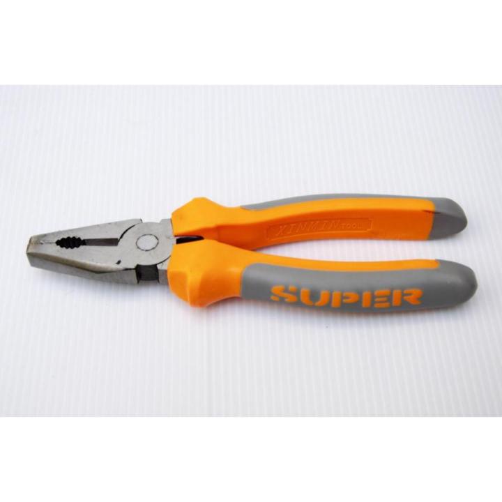 Heavy Duty 8 Inches Combination Pliers (Plas) with Soft Plastic Grip Handles Tool
