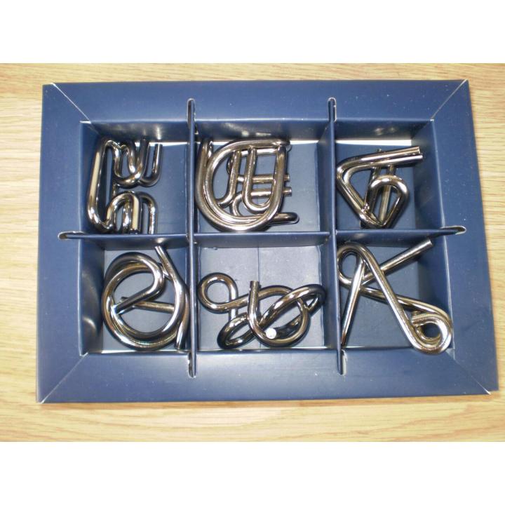 6-Piece Metal Wire Puzzles Magic Metal Brain Teaser Puzzle Set - Perfect Classic Educational Intelligence Toy for Adults and Kids, Parent-Children Games, Party Kids Adults Challenge