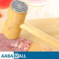 Meat Tenderizer Teeth End Steak Pointed Round Wooden Hammer - By AABA Mall. 