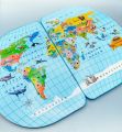 World Map for Kids Learning With 30 Countries Flags with Language, Capital, Currency, Continent, Area, National Animal, Famous Place - Wooden Material. 