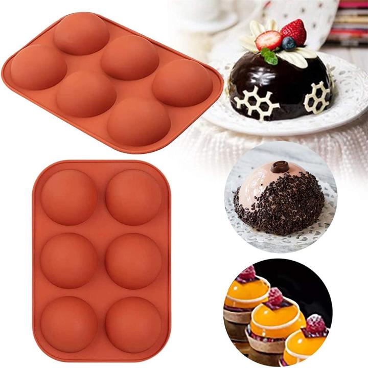 6-Cavity Semi Sphere Silicone Mold, Baking Mold for Making Hot Chocolate Bomb, Cake, Jelly, Dome Mousse, Semi Sphere Silicone Mold