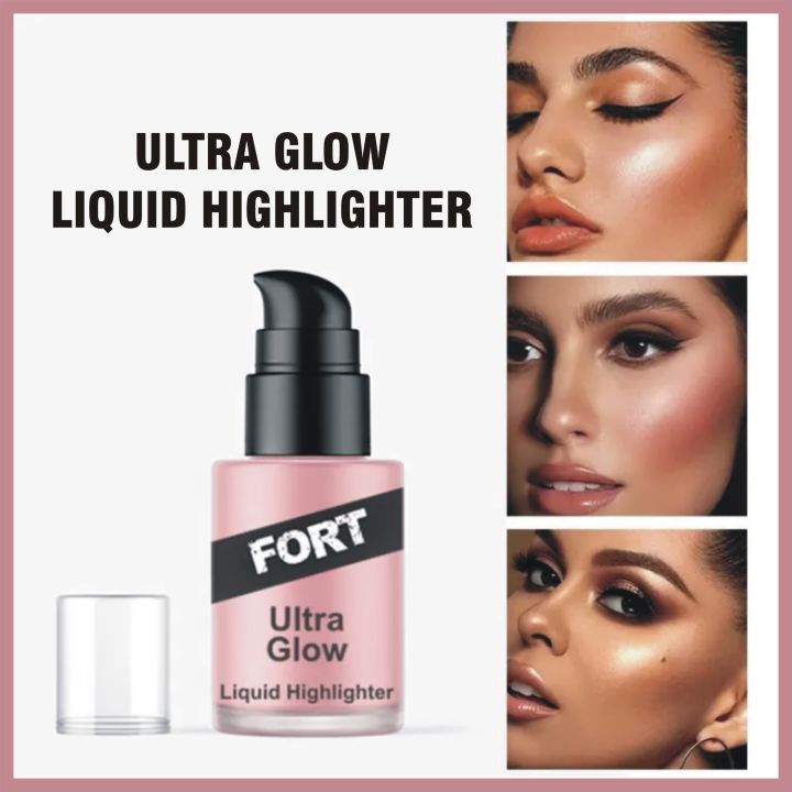 FORT Liquid Highlighter for Face Makeup - Shimmer & Glitter Highlighter | Illuminator Makeup, Illuminating Highlighter, Glitter & Shimmer Highlighters Pink Silver Gold Color