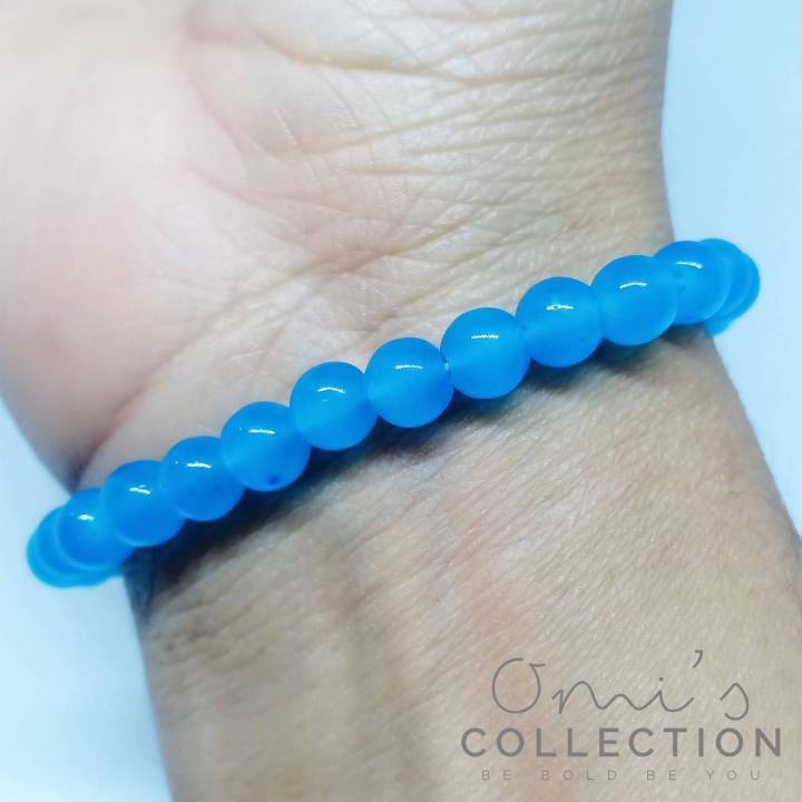 Trendy Blue Stone Beads Bracelet For Men Women Unisex Jewelry Wrist Hand Bands