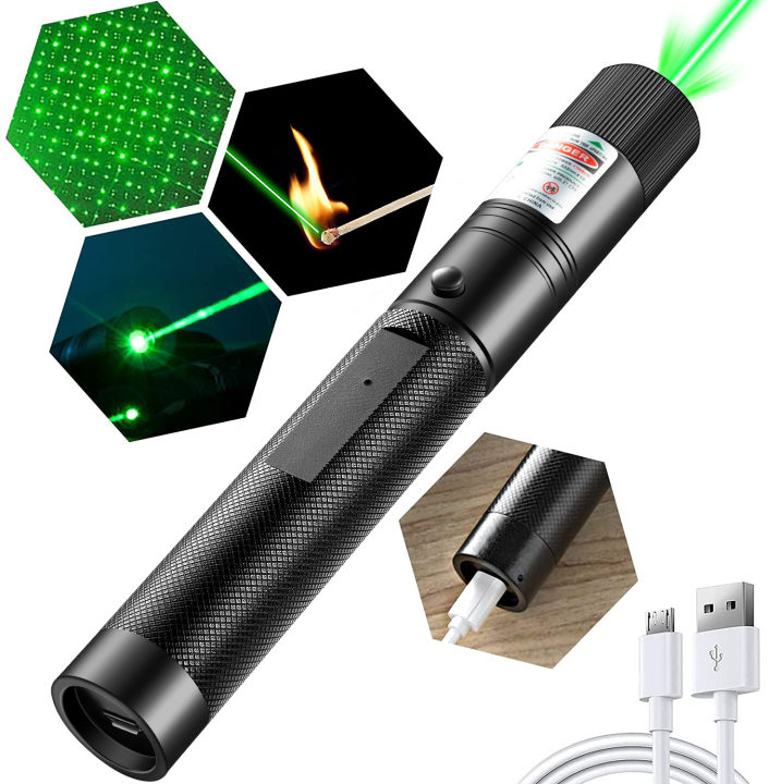 USB Laser 303 Rechargeable Stars Laser Pointer Sight with Built-in Battery Green Red Purple Lazer for Teaching Laser Pen