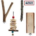 UK Bird Toys  4 pack perches Natural Wood Parrot Stand Set for Parakeets Paw Grinding Stand Platform Bird Cage Accessories Exercise Toys Cockatiels Conure Lovebirds Natural wooden perch and cage toy Parrot Stand Branch Platform  grey raw macaw Cockatiel. 