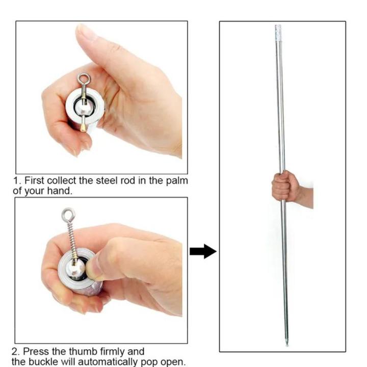 Telescopic Stick Metal Magic Wand Portable Martial Arts Show_Retractable Magic Wand Stick Elastic Telescopic Rod Magician Stage Metal Stick - Silver 1.1m