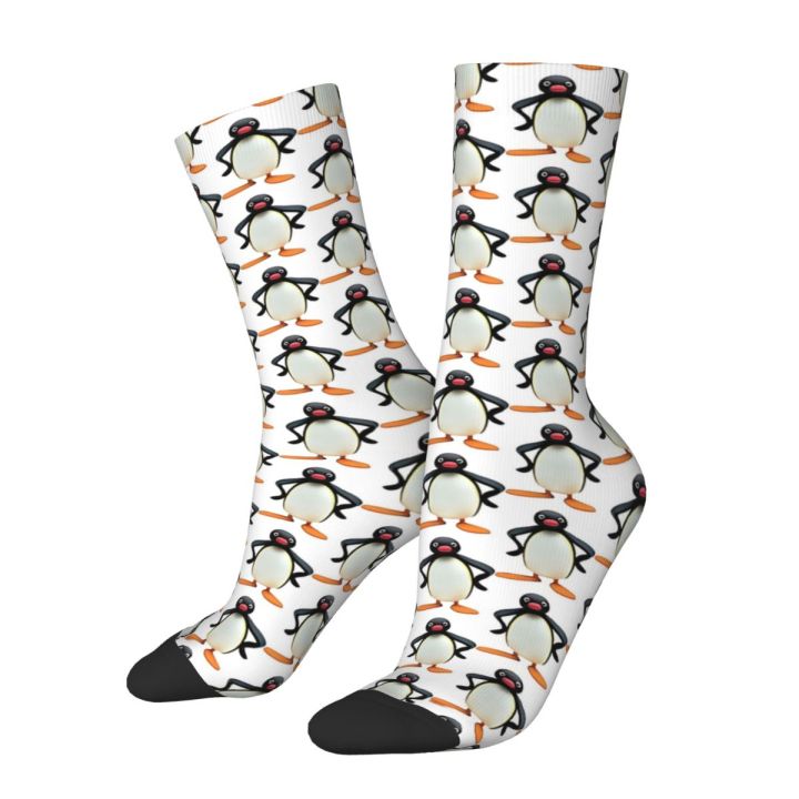 Funny Happy Sock for Men Pingu Harajuku Penguin Animal Quality Pattern Printed Crew Sock Casual Gift