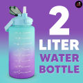 2 Liter Water Bottle - Premium Quality Leakproof Sports Water Drinking Bottle Outdoor Travel Purple & Blue Color Gradient Bottle - Torrnado. 