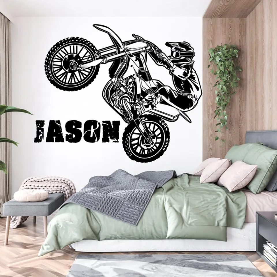 Custom Name Motocross Dirt Bike Wall Sticker Decal Extreme Sport