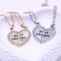 2piece set best friend bff broken  heard with unicorn pattern necklace. 