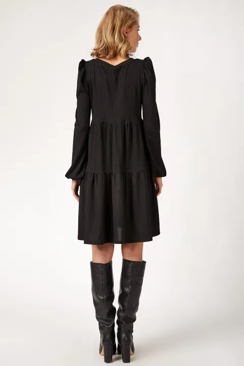 Happiness%20Ist.%20Women's%20Black%20Skirt%20Flywheel%20Ribbed%20Dress%20BL00166%20BL00166%20-%20Image%203