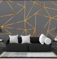 Acrylic Golden Stripe Mirror Wall Sticker DIY Geometric Removable 1x96 Inch. 
