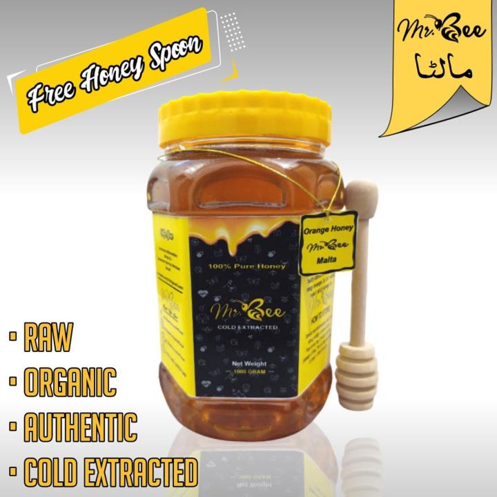 Mr.Bee Honey | Orange Blossom | 1000 Gram's | Raw Honey | 100% Pure & Cold Extracted Honey | With Free Honey Spoon