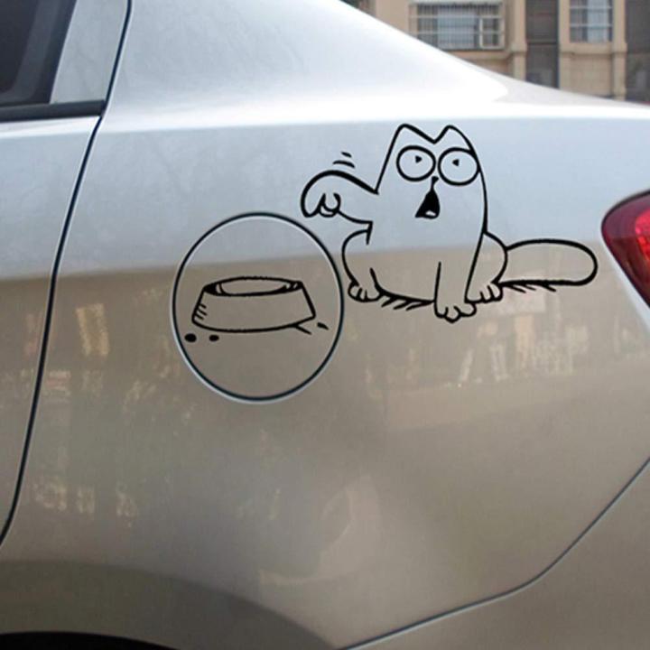 Cat Sticker - Simons Cat Funny Van Boat - Stickers Laptop Car Truck Window Bumper Decor Notebook   Size: 14×9cm/5.5×3.5in(L×W) Bowl Size: 9*5cm/3.5*2.0in(L*W)