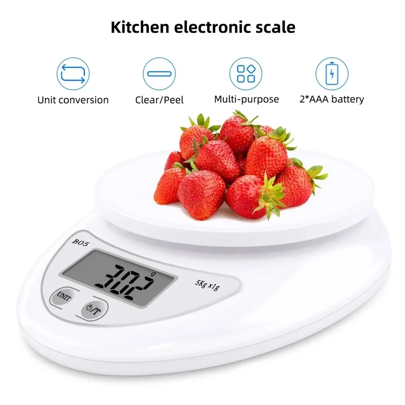 5kg 1g Kitchen Scale Portable Digital Scale LED Electronic Scales Postal Food Measuring Weight Kitchen LED Food Scale Weight Daraz.pk