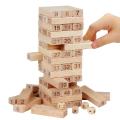 54 Pieces Wooden Jenga Tower Building Blocks Game  Wooden Stacking Blocks Game with Numbers and Dice Game. 