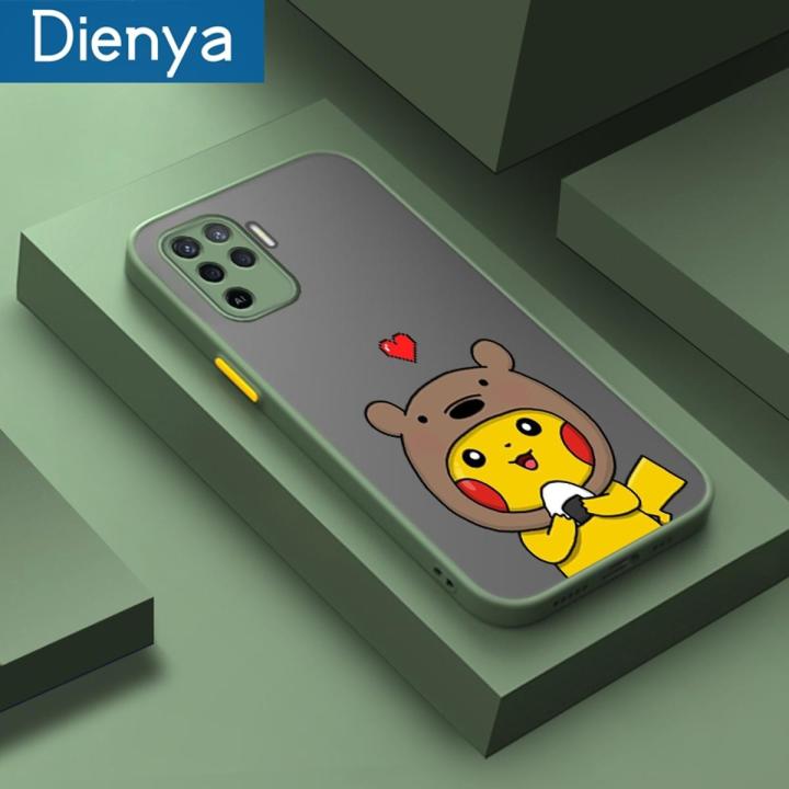 dienya For OPPO A94 OPPO Reno 5 Lite OPPO F19 Pro OPPO Re Case Cartoon Cute Pikachu Frosted Transparent Back Cover Lens Camera Protect Phone Case Silicone Edge Full Cover Casing Hard Cases