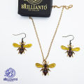 Yellow Bee Necklace Earrings Set  For Girls Best Gift Locket Metal Chain Simple Stylish Never Fade Pendant Jewelry Set for Girls Jewelry set. 