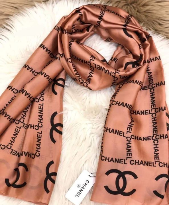 Chanel Silk Pink Scarf For Women , Branded Hijab For Girls