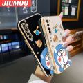 JIUMOO For Xiaomi MI Redmi Note 8 Note 8T Case Cartoon Cute Doraemon Cat Side Design Luxury Plating Phone Case Square Edge Pattern Liquid Silicone Casing Full Cover Camera Soft Protection Cases. 