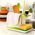 3 in 1 Kitchen Sink Organizer Stand Sink Draining Holder Towel Rack Storage Box (for Dishwasher Liquid, Brush, Cloth, Soap, Sponge). 